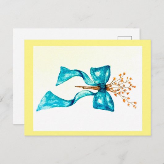 Carte postale turquoise Bow (Devant / Derrière)