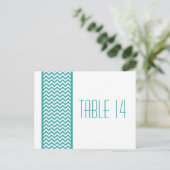 Carte postale turquoise Chevron Border Table Numér (Debout devant)