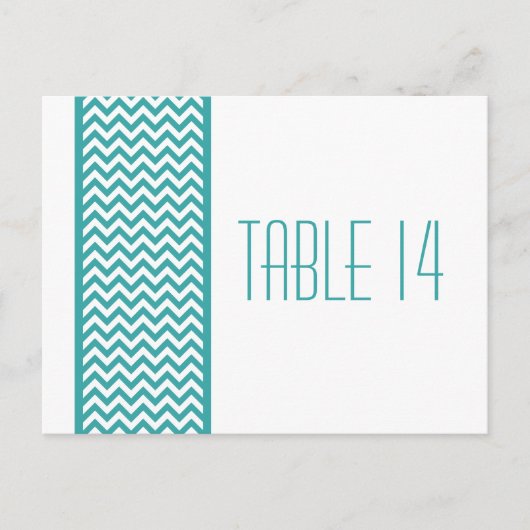 Carte postale turquoise Chevron Border Table Numér (Devant)