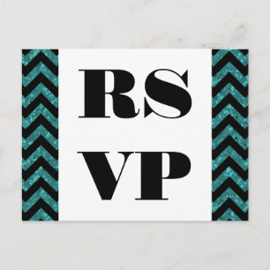 Carte postale turquoise Chevron Parties scintillan