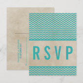 Carte postale turquoise Chic Chevron RSVP (Devant / Derrière)