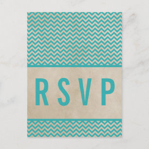 Carte postale turquoise Chic Chevron RSVP