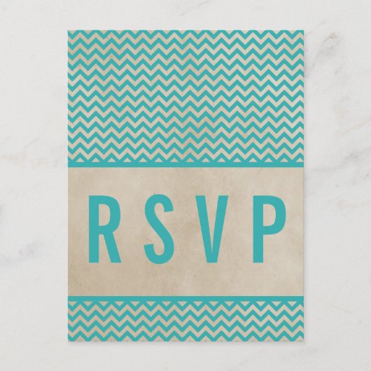 Carte postale turquoise Chic Chevron RSVP (Devant)