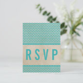 Carte postale turquoise Chic Chevron RSVP (Debout devant)