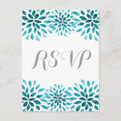 Carte postale turquoise Chrysanthemum RSVP (Devant)