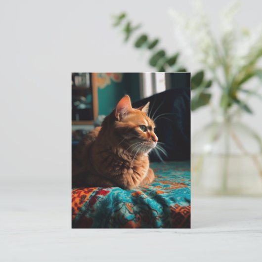 Carte postale Turquoise Cute Ginger Kitty (Debout devant)