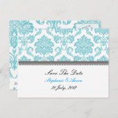 Carte postale 'Turquoise Damask Save The Date' (Devant / Derrière)