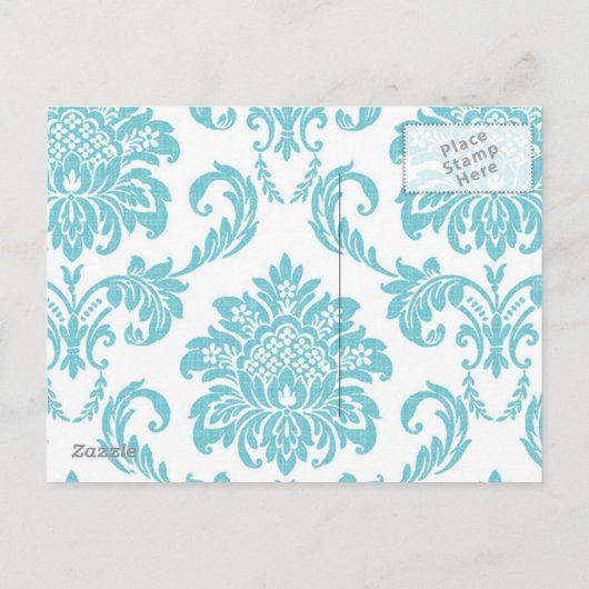 Carte postale 'Turquoise Damask Save The Date' (Dos)