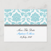 Carte postale 'Turquoise Damask Save The Date' (Devant)