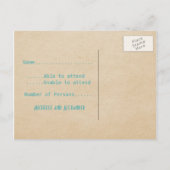 Carte postale turquoise Déco Chic RSVP (Dos)