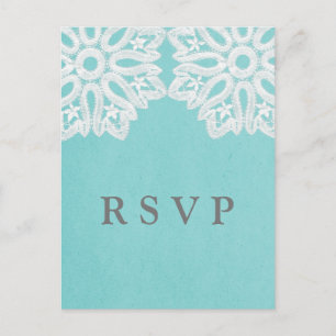 Carte postale Turquoise Elegant Lace RSVP
