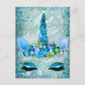 Carte postale turquoise et Aqua Sparkling Unicorn (Devant)