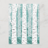 Carte Postale Turquoise et blanc Snowy Birch Tree hiver (Devant)