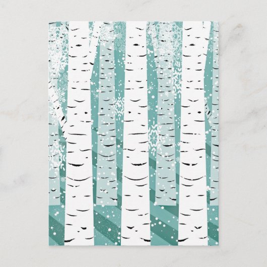 Carte Postale Turquoise et blanc Snowy Birch Tree hiver (Devant)