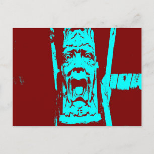 Carte Postale Turquoise et Bourgogne drôle visage
