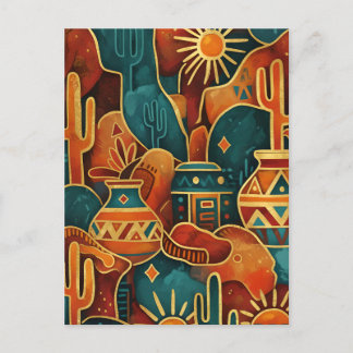 Carte Postale Turquoise et Or Abstrait Sud-Ouest