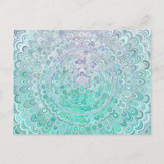 Carte Postale Turquoise Fleur de glace Mandala (Devant)