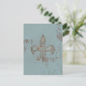 Carte Postale Turquoise Fleur De lis (Debout devant)