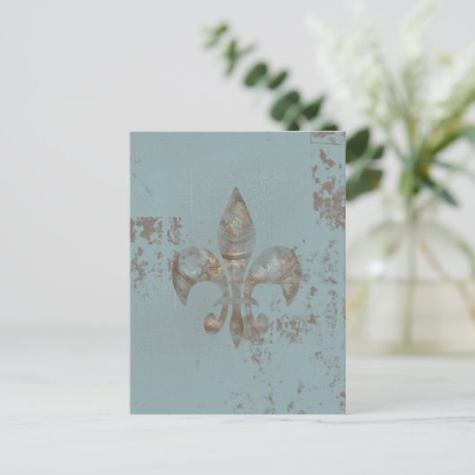 Carte Postale Turquoise Fleur De lis (Debout devant)
