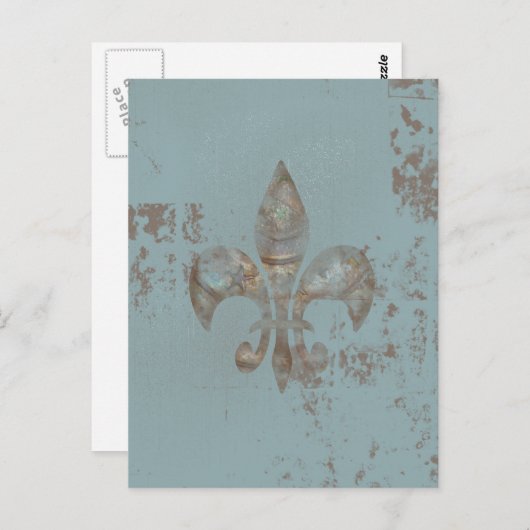 Carte Postale Turquoise Fleur De lis (Devant / Derrière)