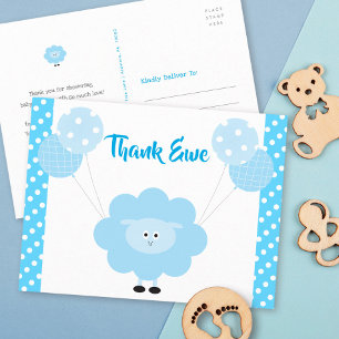 Carte Postale Turquoise Garçon Agneau Baby Shower Cute Bold Merc
