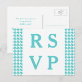Carte postale Turquoise Houndstooth Wedding RSVP (Devant / Derrière)