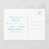 Carte postale Turquoise Houndstooth Wedding RSVP (Dos)