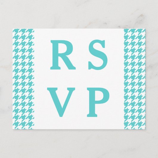 Carte postale Turquoise Houndstooth Wedding RSVP (Devant)