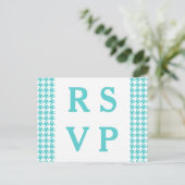 Carte postale Turquoise Houndstooth Wedding RSVP (Debout devant)