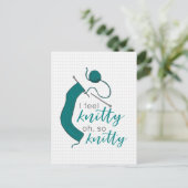 Carte postale turquoise I Feel Knitty (Debout devant)