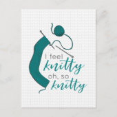 Carte postale turquoise I Feel Knitty (Devant)