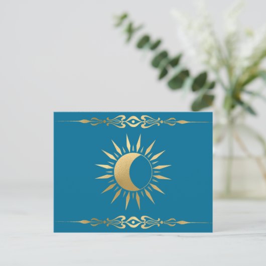 Carte Postale Turquoise lune de soleil Wicca (Debout devant)