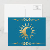 Carte Postale Turquoise lune de soleil Wicca (Devant / Derrière)