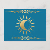 Carte Postale Turquoise lune de soleil Wicca (Devant)