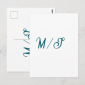 Carte Postale Turquoise monogram wedding couple name simple styl (Devant / Derrière)