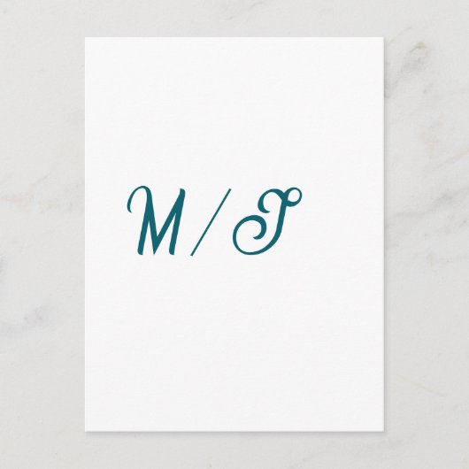 Carte Postale Turquoise monogram wedding couple name simple styl (Devant)