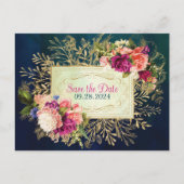 Carte Postale Turquoise, Navy, Green, Gold Bold Florals Enregist (Devant)