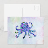 Carte Postale Turquoise Octopus Mosaïque verre de mer Silhouette (Devant / Derrière)