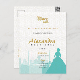 Carte Postale Turquoise & Or Arabian Quinceañera Photo Postcar