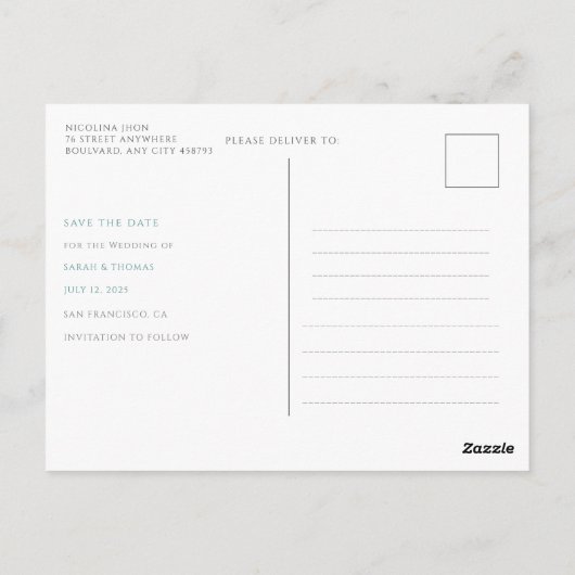 Carte Postale Turquoise Orange Boho Floral Automne Enregistrer L (Dos)