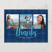 Carte Postale Turquoise parties scintillant photo graduation mar (Devant)