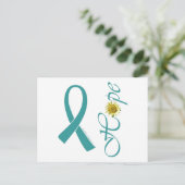 Carte Postale Turquoise Ribbon Hope Cancer de l'ovaire (Debout devant)