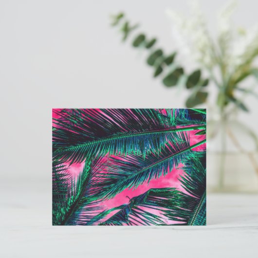 Carte Postale Turquoise rose Tropical Summer Palm Tree Fronds (Debout devant)