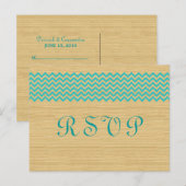 Carte postale turquoise Rustique Chevron RSVP (Devant / Derrière)