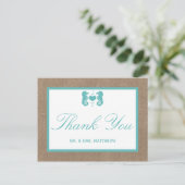 Carte Postale Turquoise Seahorse Burlap Beach Wedding Collection (Debout devant)