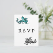 Carte postale turquoise Silver Dragon Wedding RSVP (Debout devant)