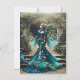 Carte Postale Turquoise Sirène Steampunk Vintage Vierge victorie