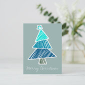 Carte postale Turquoise Sketchy Christmas Tree (Debout devant)