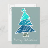 Carte postale Turquoise Sketchy Christmas Tree (Devant / Derrière)