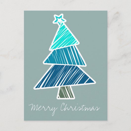 Carte postale Turquoise Sketchy Christmas Tree (Devant)
